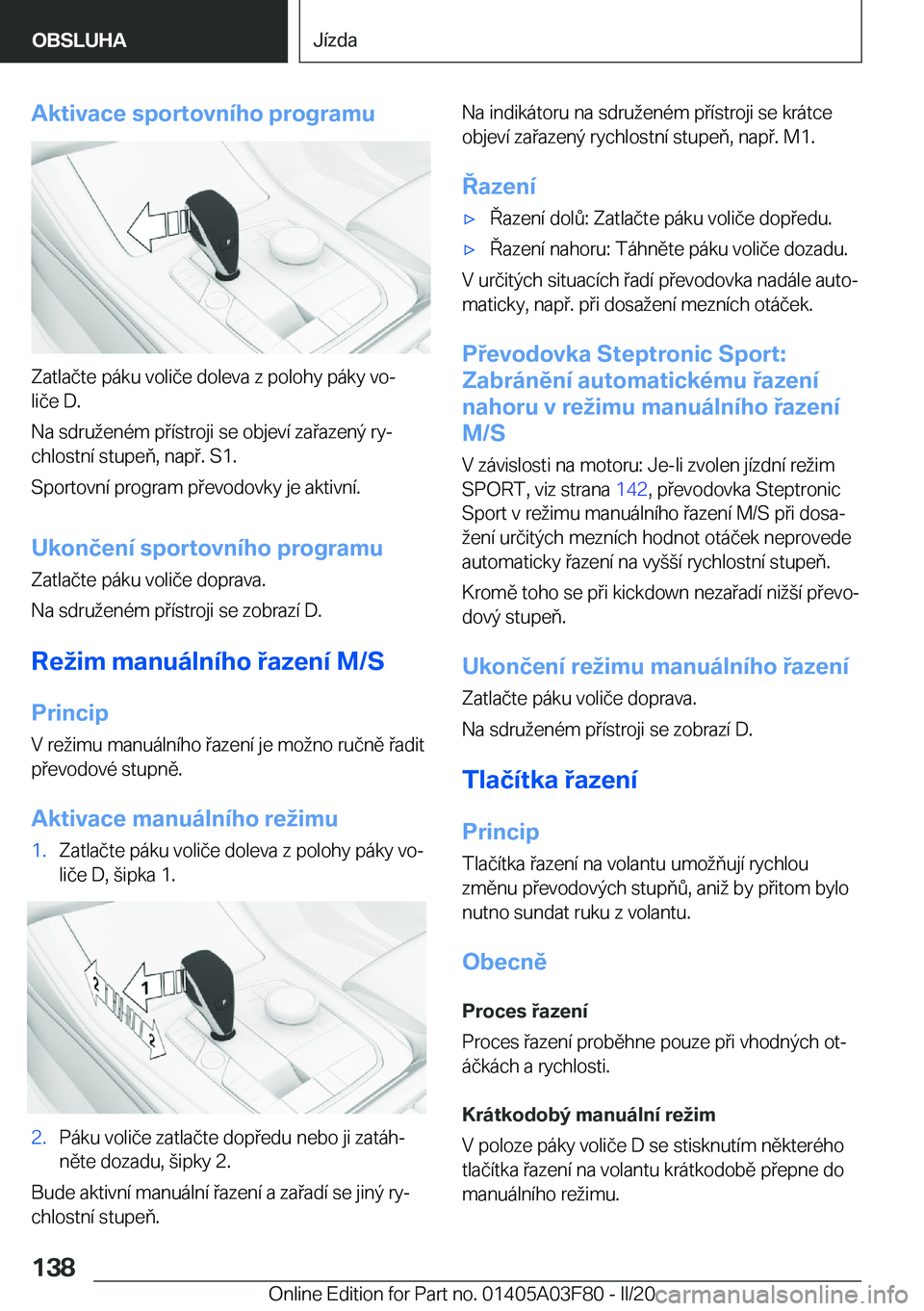 BMW 3 SERIES 2020  Návod na použití (in Czech) �A�k�t�i�v�a�c�e��s�p�o�r�t�o�v�n�