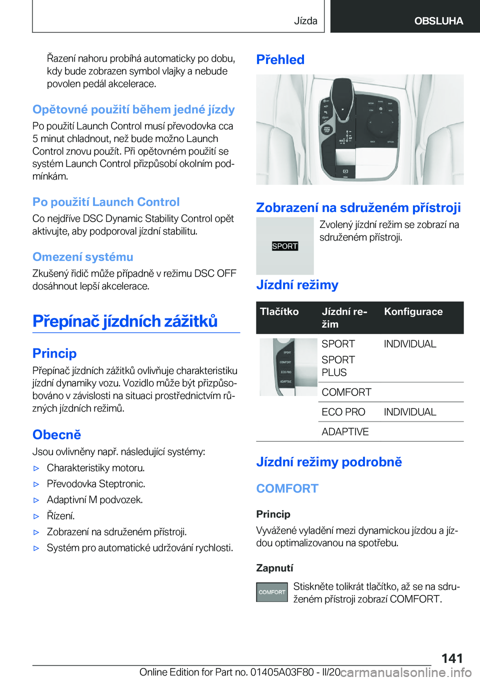 BMW 3 SERIES 2020  Návod na použití (in Czech) �a�z�e�n�