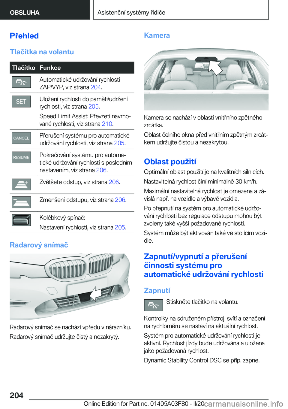 BMW 3 SERIES 2020  Návod na použití (in Czech) �P�e�h�l�e�d
�T�l�a�č�