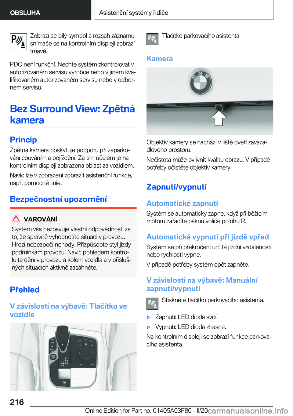 BMW 3 SERIES 2020  Návod na použití (in Czech) �Z�o�b�r�a�z�