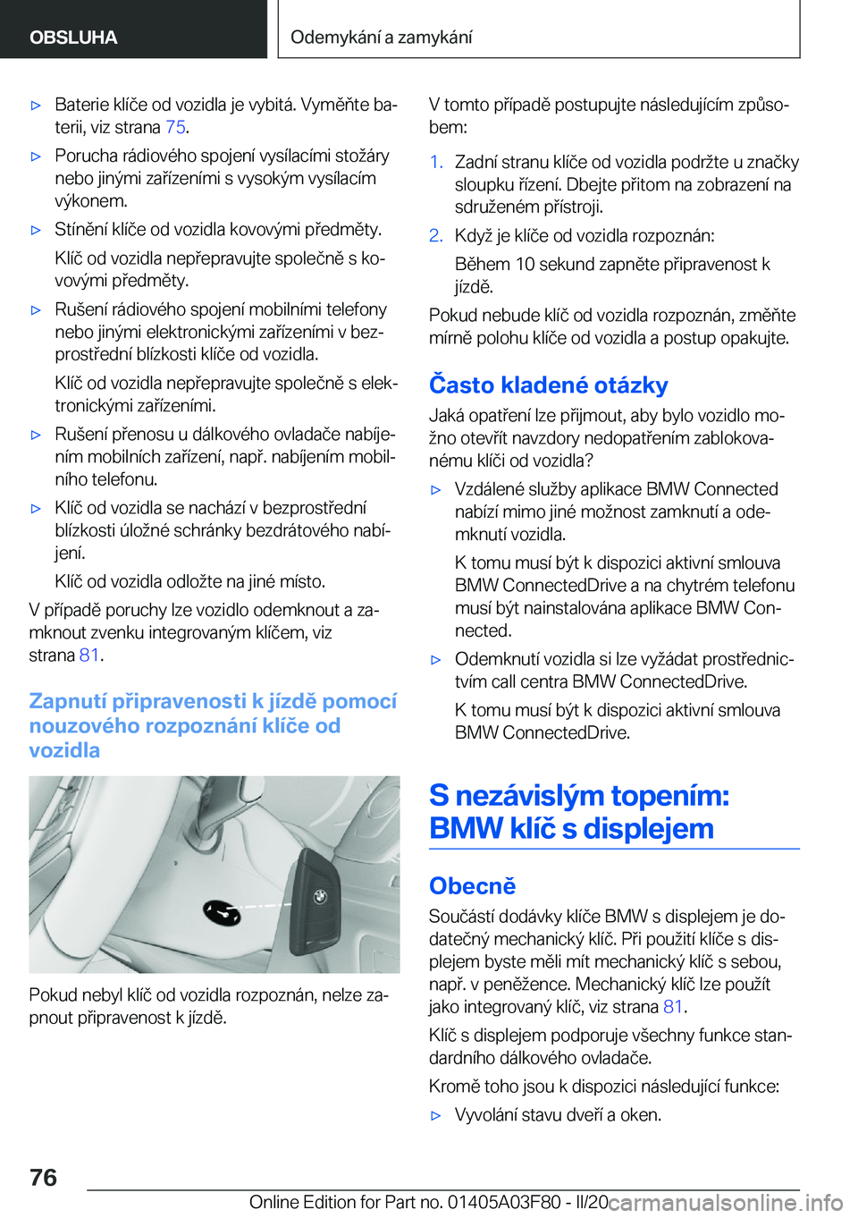 BMW 3 SERIES 2020  Návod na použití (in Czech) 'x�B�a�t�e�r�i�e��k�l�