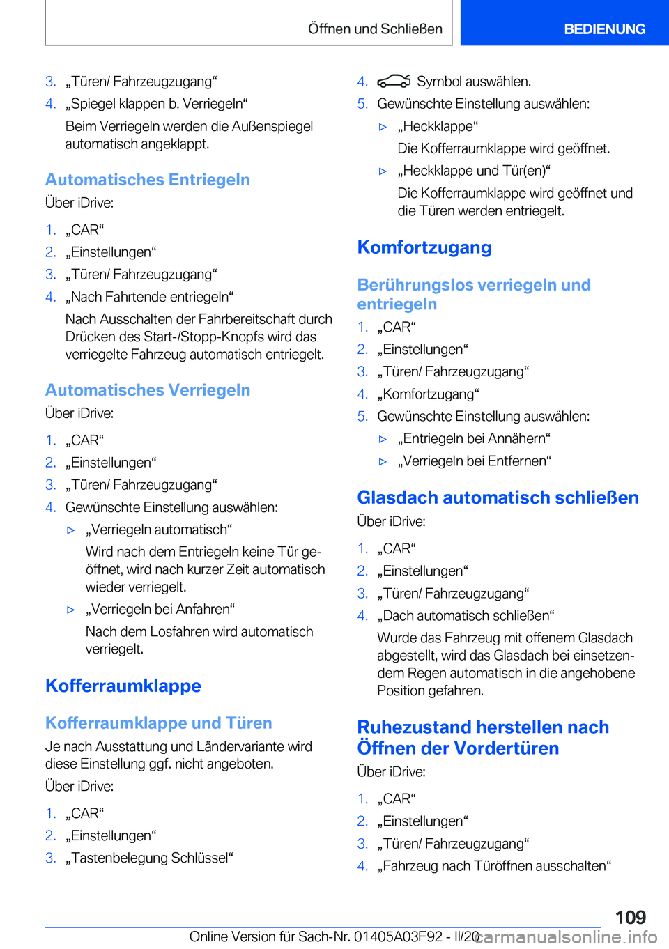 BMW 3 SERIES 2020  Betriebsanleitungen (in German) �3�.x�T�