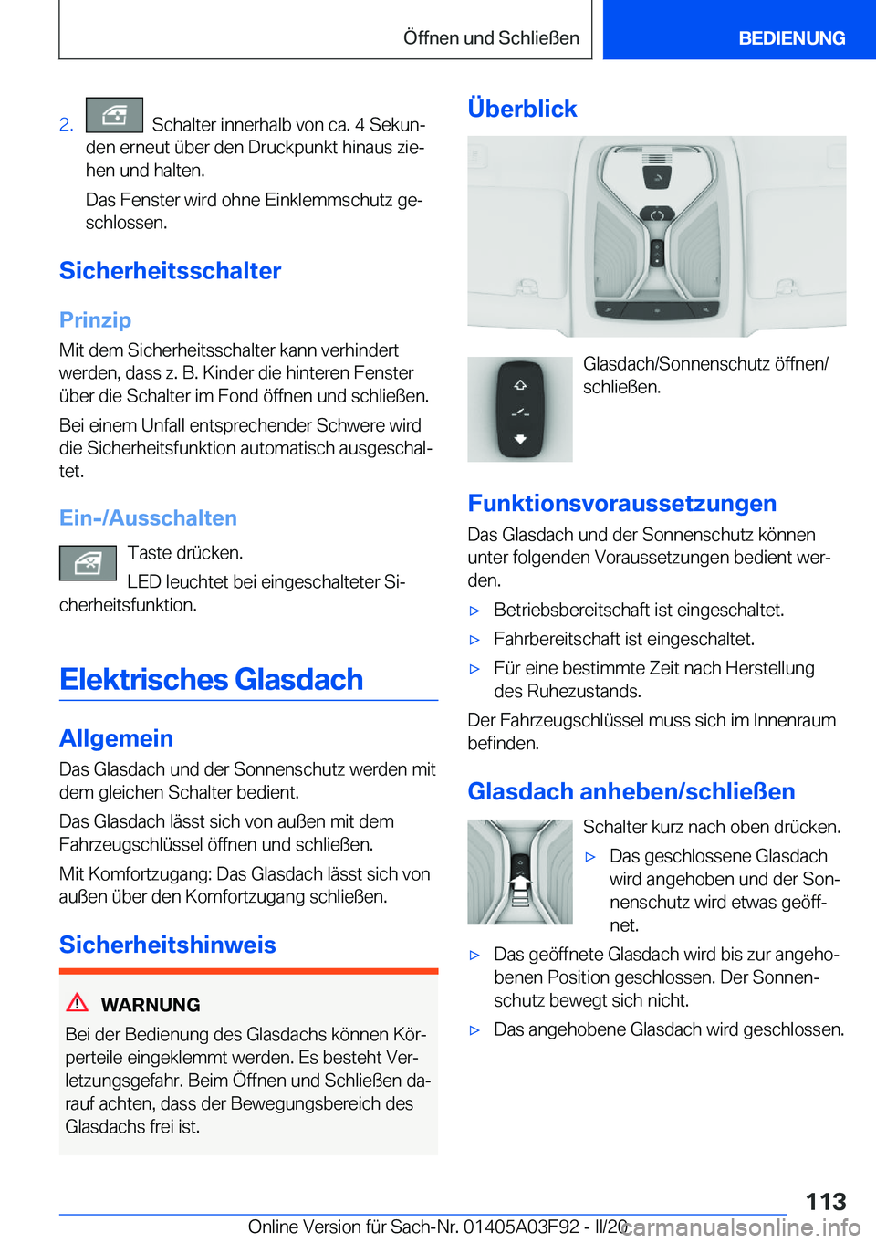 BMW 3 SERIES 2020  Betriebsanleitungen (in German) �2�.���S�c�h�a�l�t�e�r��i�n�n�e�r�h�a�l�b��v�o�n��c�a�.��4��S�e�k�u�nj
�d�e�n��e�r�n�e�u�t��