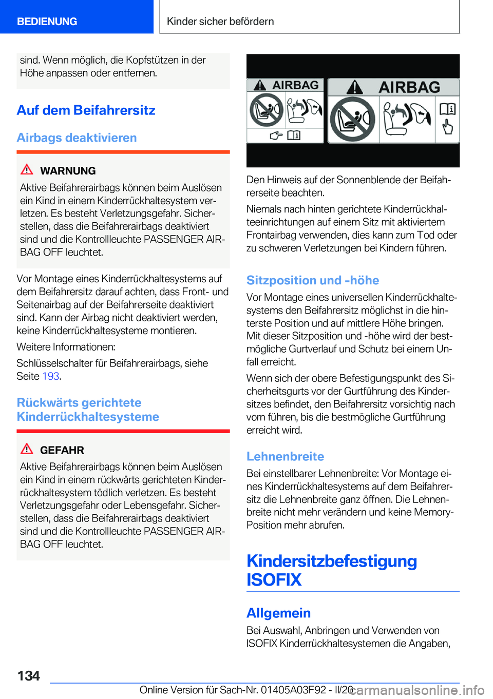 BMW 3 SERIES 2020  Betriebsanleitungen (in German) �s�i�n�d�.��W�e�n�n��m�