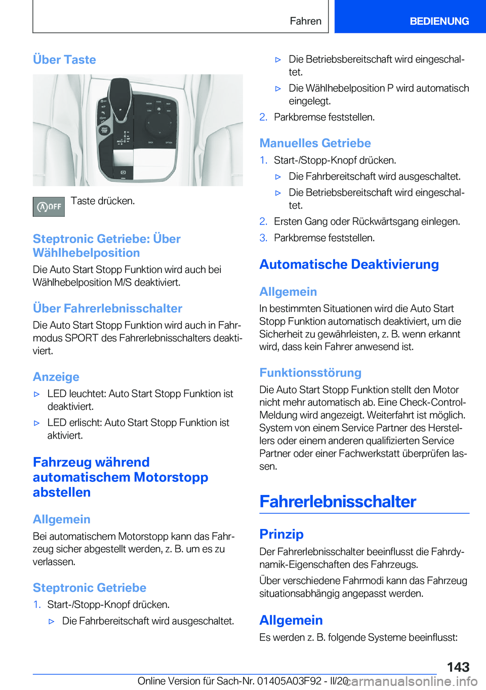 BMW 3 SERIES 2020  Betriebsanleitungen (in German) �