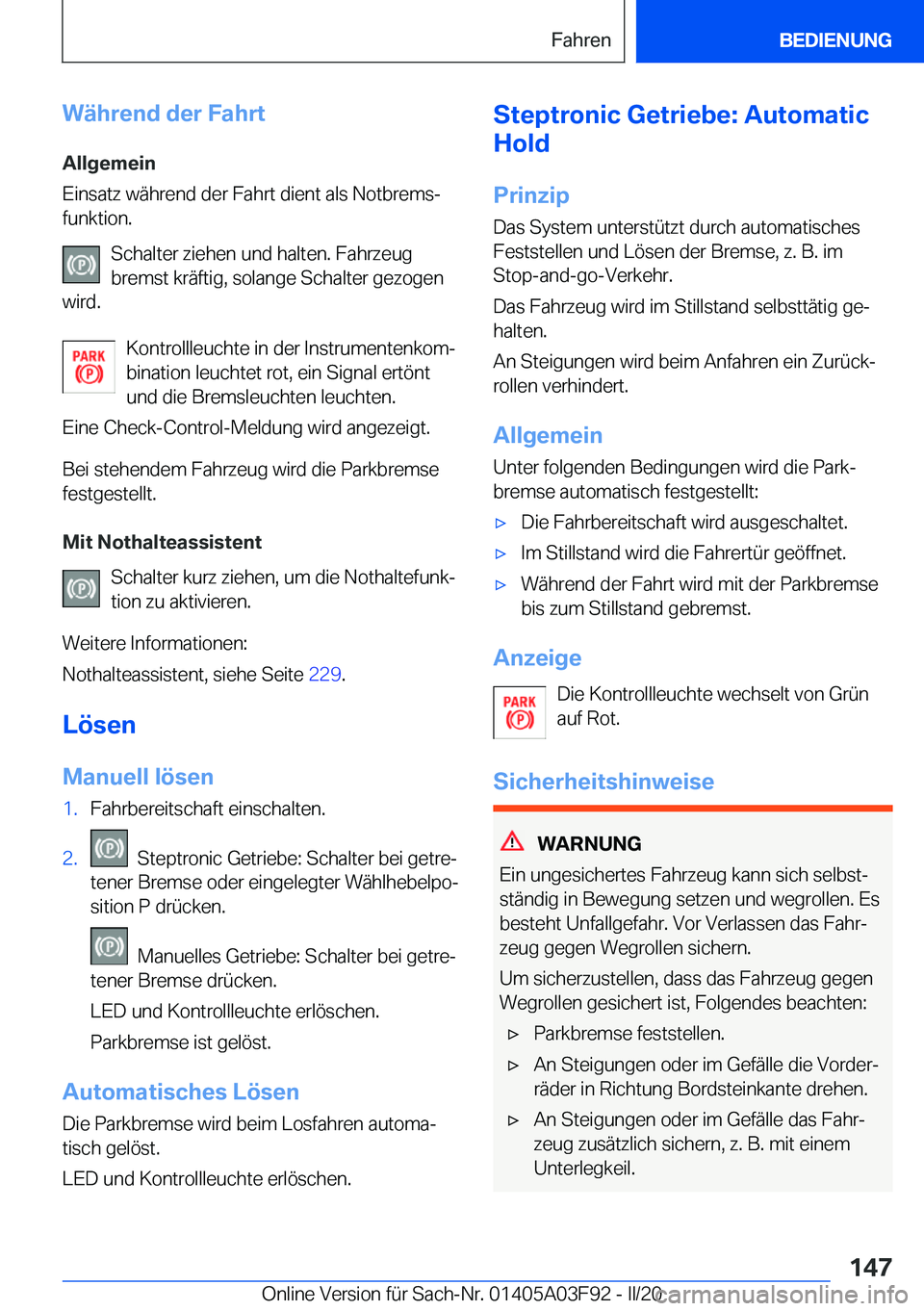 BMW 3 SERIES 2020  Betriebsanleitungen (in German) �W�