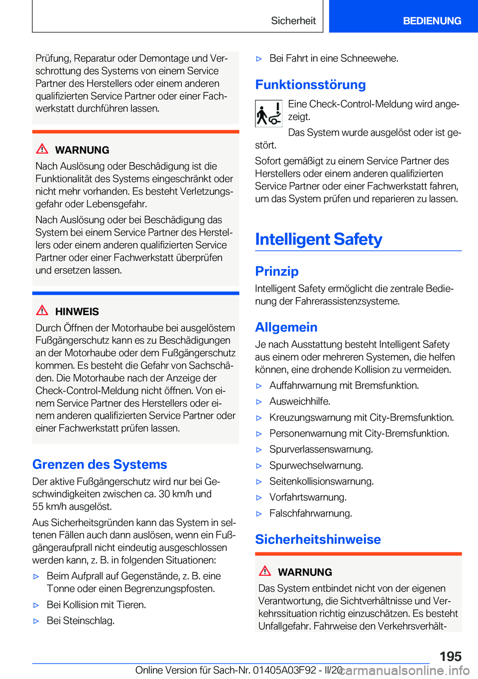 BMW 3 SERIES 2020  Betriebsanleitungen (in German) �P�r�