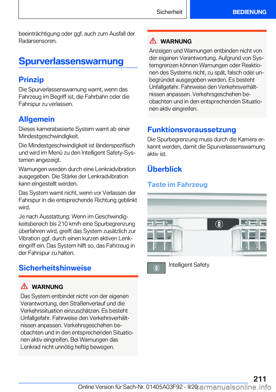 BMW 3 SERIES 2020  Betriebsanleitungen (in German) �b�e�e�i�n�t�r�