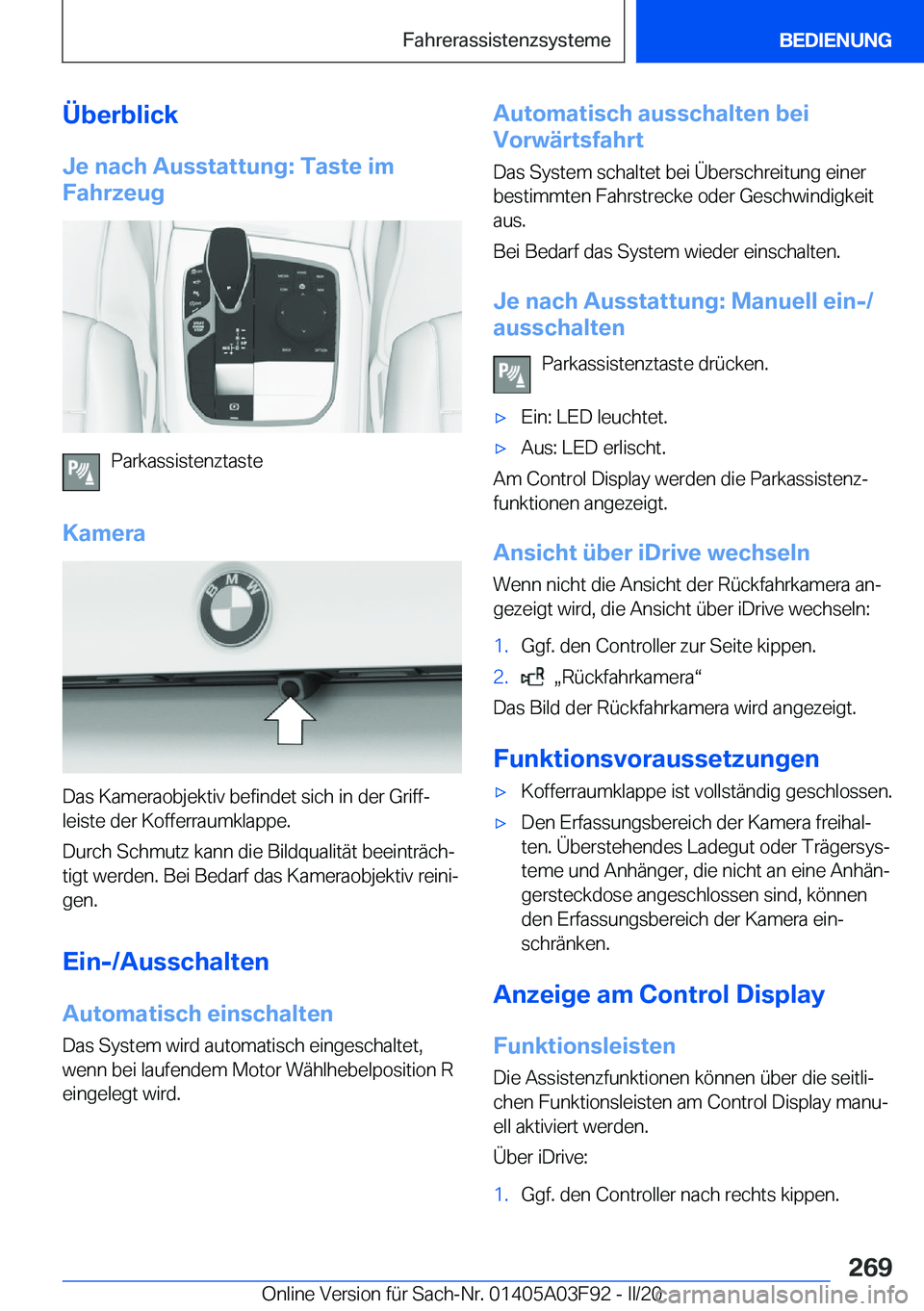 BMW 3 SERIES 2020  Betriebsanleitungen (in German) �