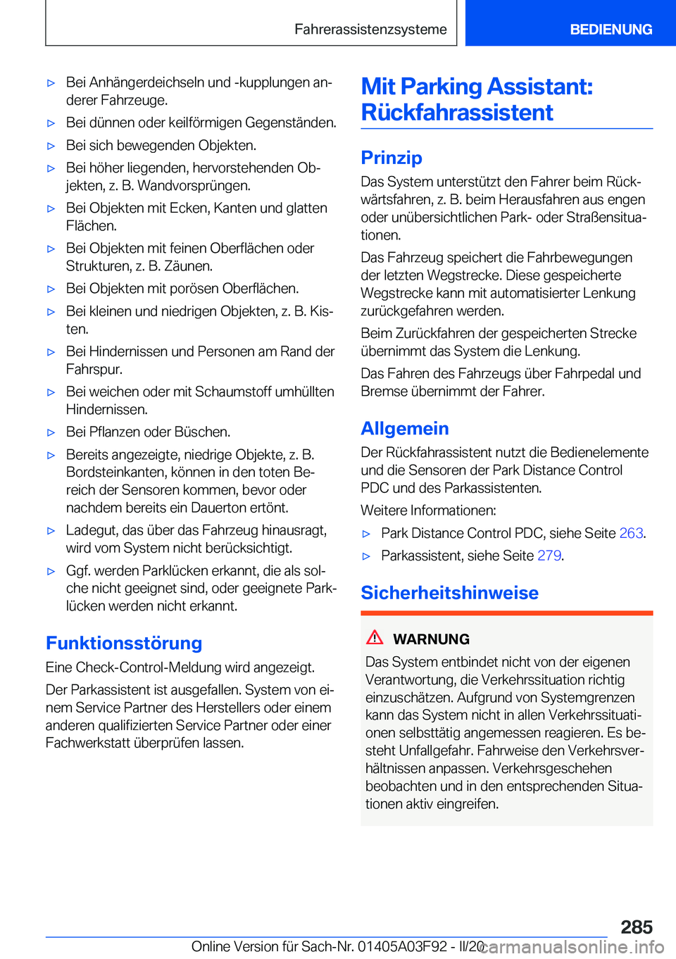 BMW 3 SERIES 2020  Betriebsanleitungen (in German) 'x�B�e�i��A�n�h�