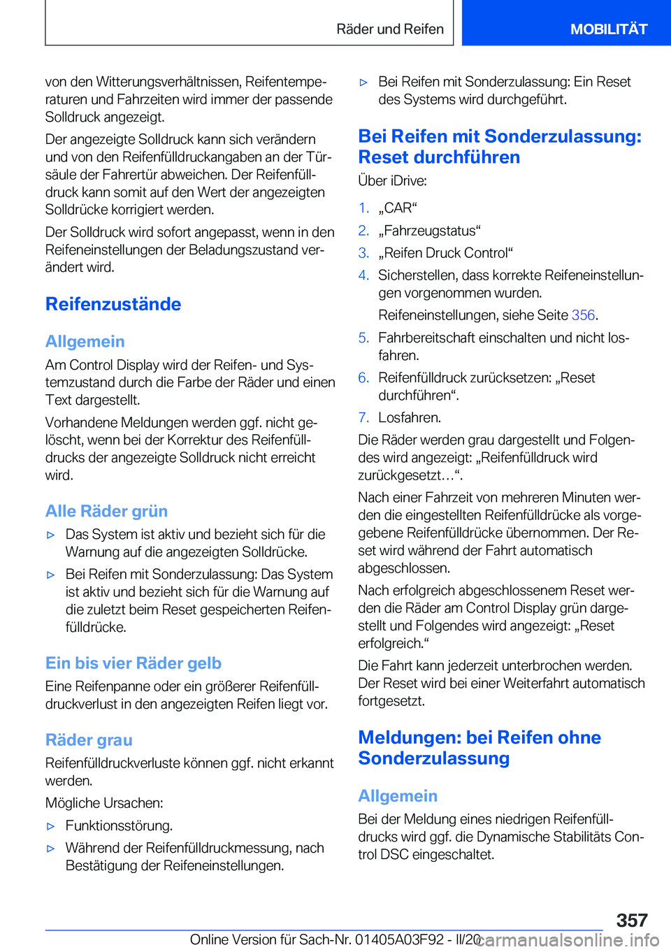 BMW 3 SERIES 2020  Betriebsanleitungen (in German) �v�o�n��d�e�n��W�i�t�t�e�r�u�n�g�s�v�e�r�h�
