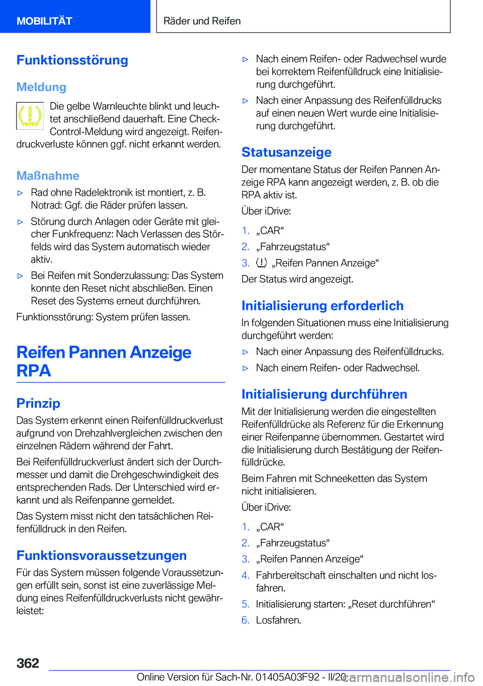 BMW 3 SERIES 2020  Betriebsanleitungen (in German) �F�u�n�k�t�i�o�n�s�s�t�