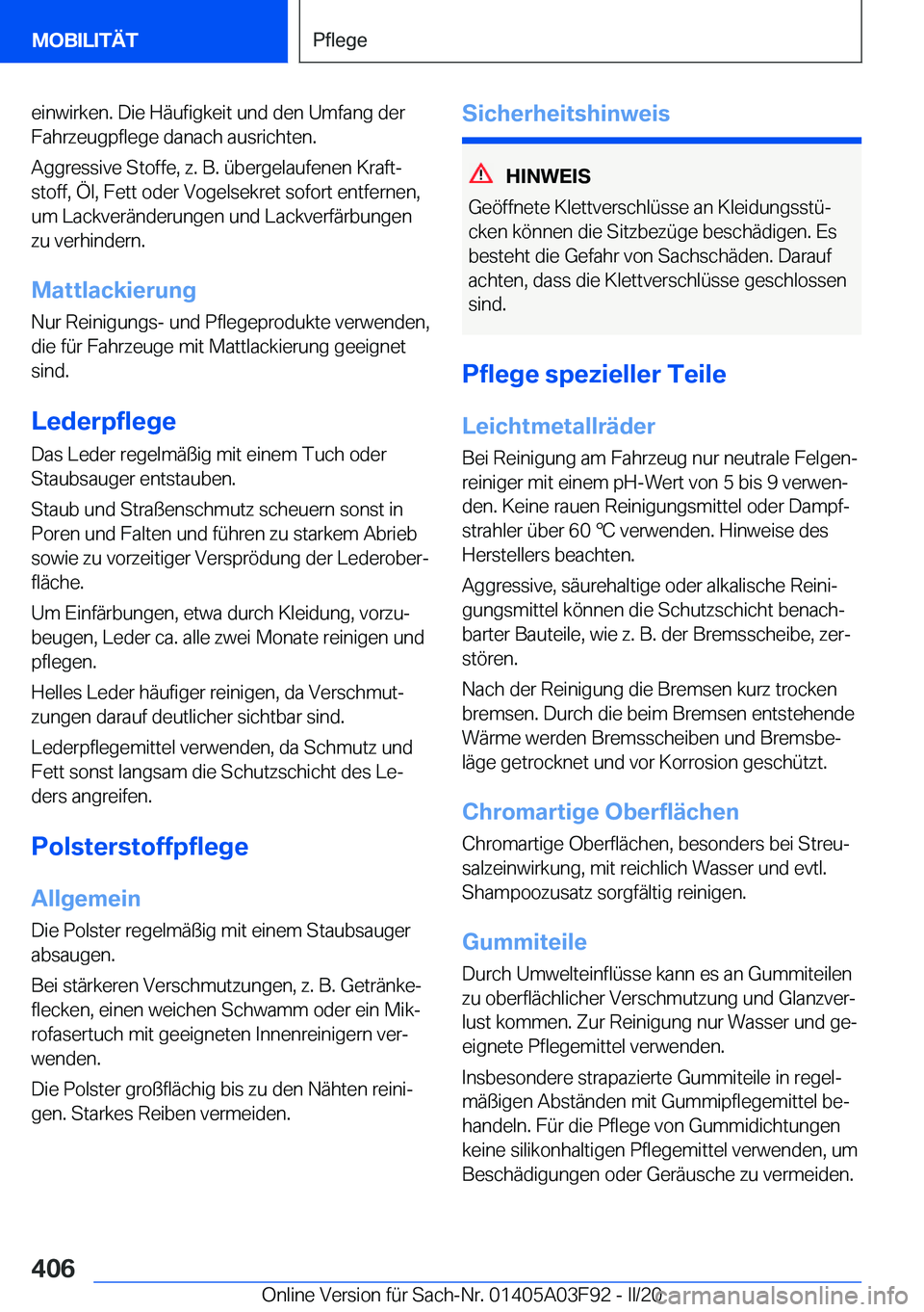 BMW 3 SERIES 2020  Betriebsanleitungen (in German) �e�i�n�w�i�r�k�e�n�.��D�i�e��H�