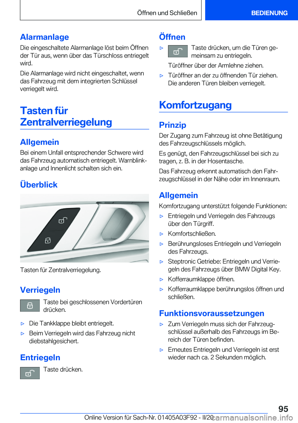 BMW 3 SERIES 2020  Betriebsanleitungen (in German) �A�l�a�r�m�a�n�l�a�g�e
�D�i�e��e�i�n�g�e�s�c�h�a�l�t�e�t�e��A�l�a�r�m�a�n�l�a�g�e��l�