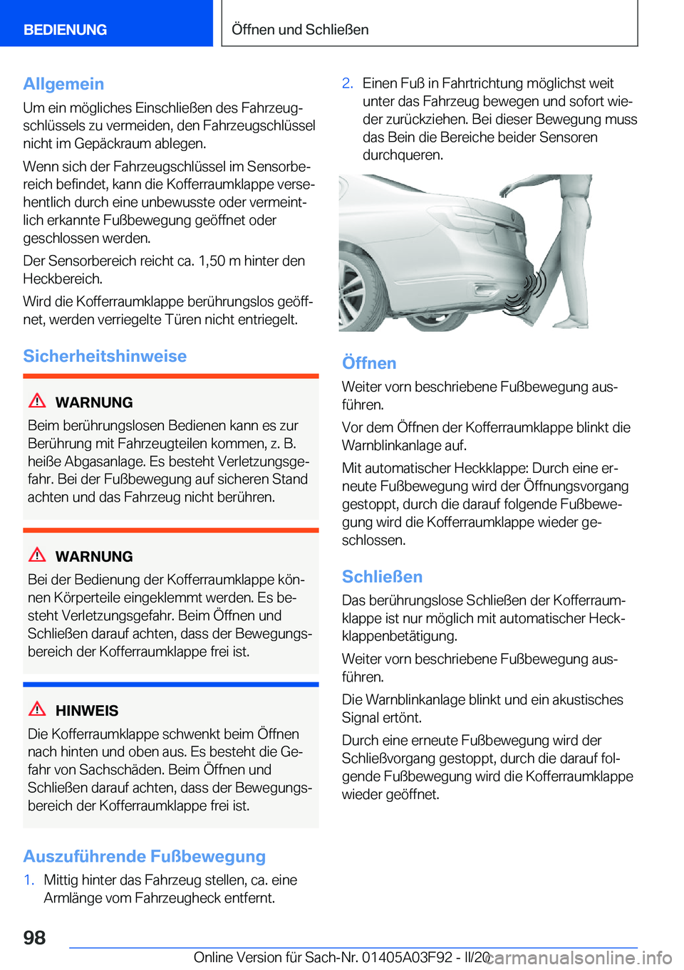 BMW 3 SERIES 2020  Betriebsanleitungen (in German) �A�l�l�g�e�m�e�i�n�U�m��e�i�n��m�