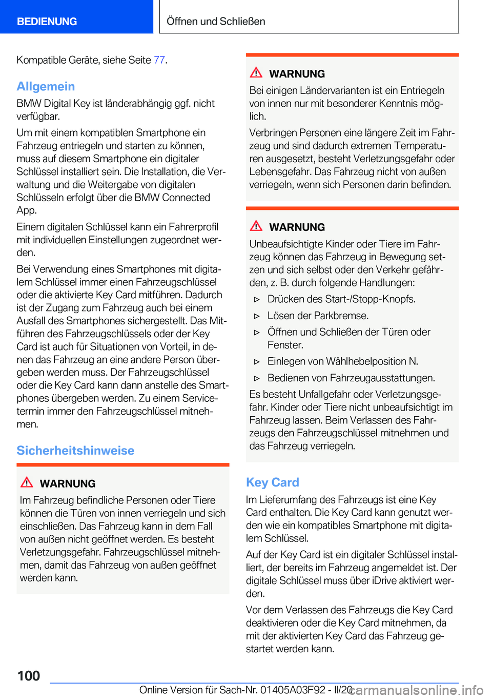BMW 3 SERIES 2020  Betriebsanleitungen (in German) �K�o�m�p�a�t�i�b�l�e��G�e�r�