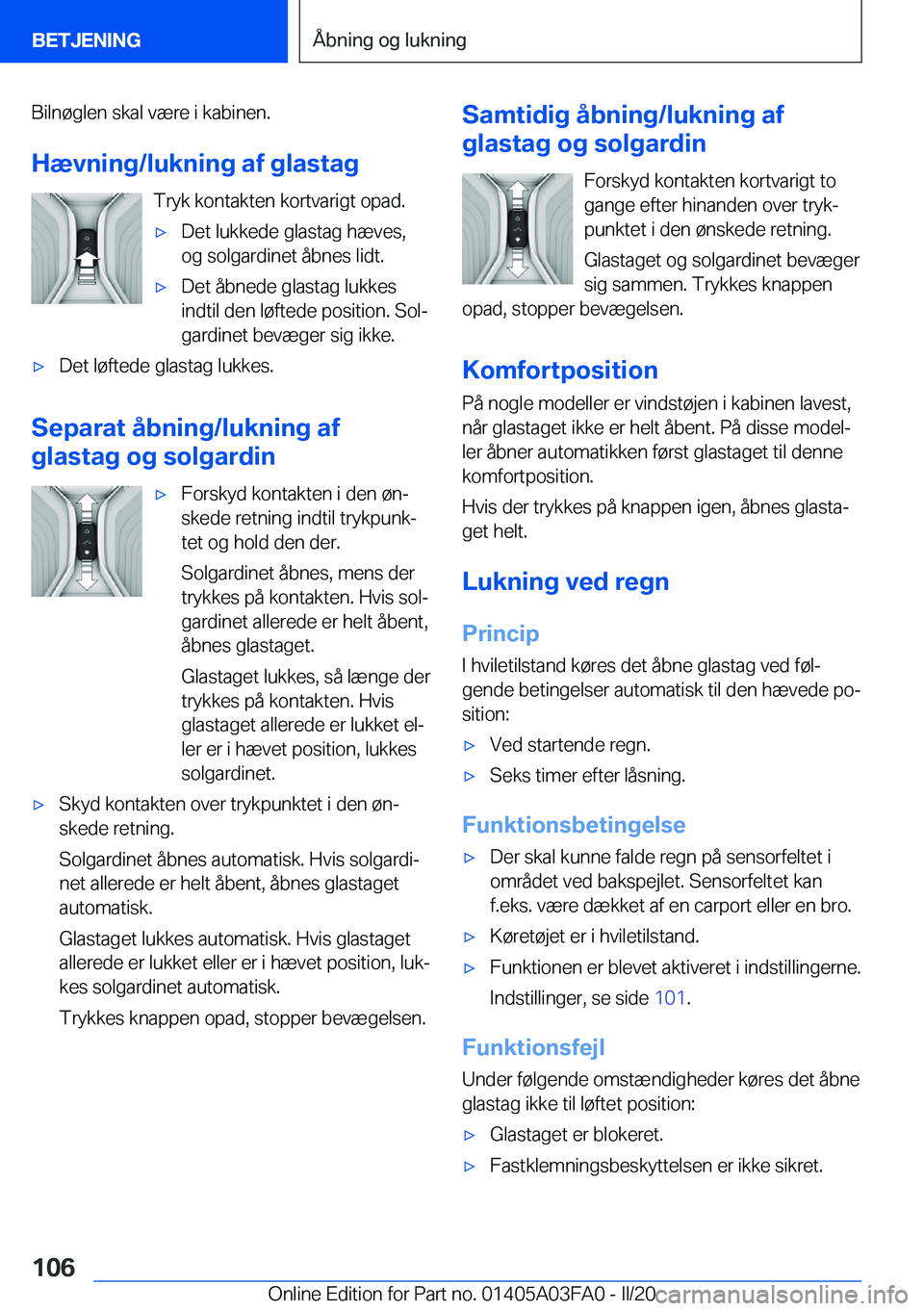 BMW 3 SERIES 2020  InstruktionsbØger (in Danish) �B�i�l�n�