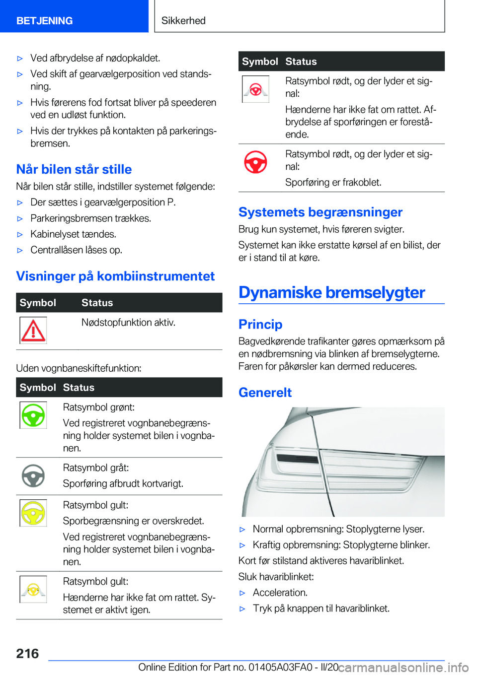 BMW 3 SERIES 2020  InstruktionsbØger (in Danish) 'x�V�e�d��a�f�b�r�y�d�e�l�s�e��a�f��n�