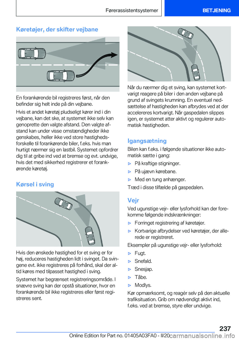 BMW 3 SERIES 2020  InstruktionsbØger (in Danish) �K�