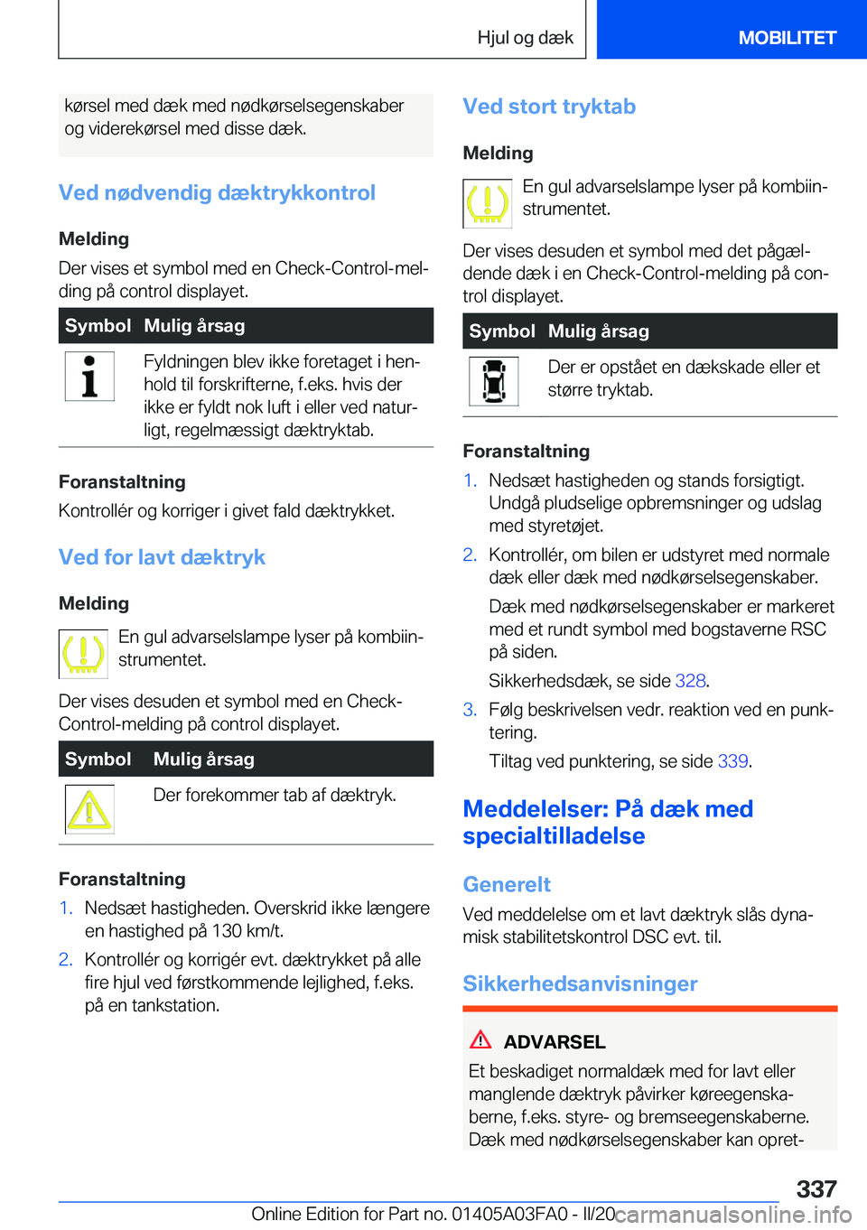 BMW 3 SERIES 2020  InstruktionsbØger (in Danish) �k�