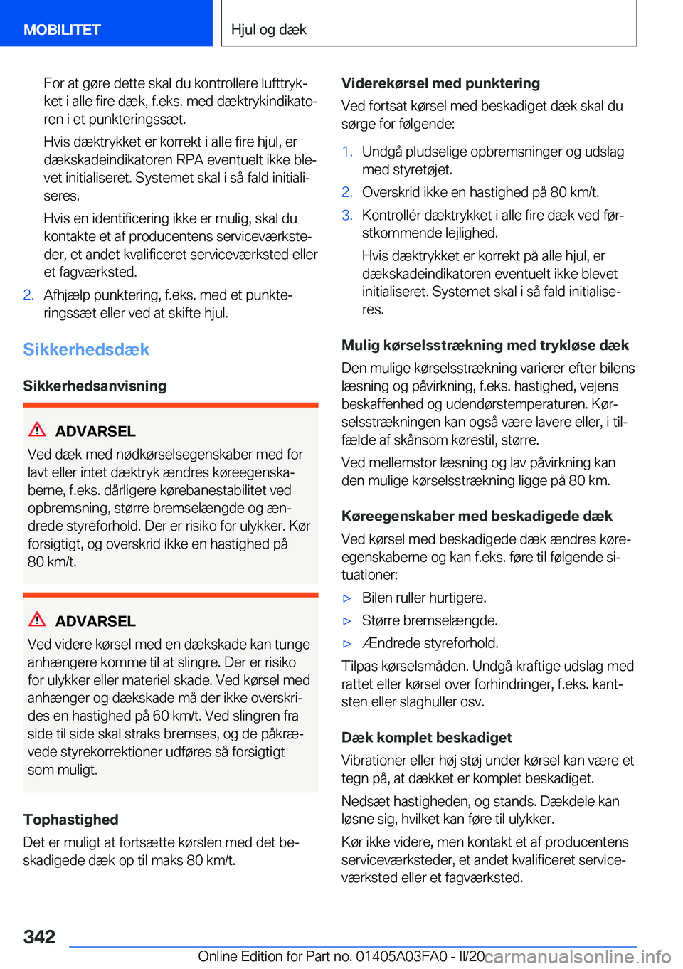 BMW 3 SERIES 2020  InstruktionsbØger (in Danish) �F�o�r��a�t��g�