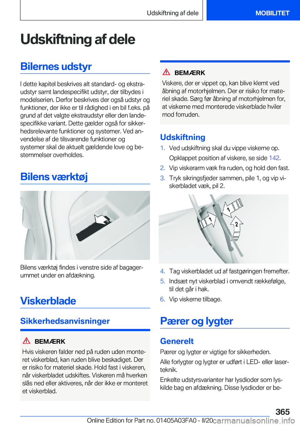 BMW 3 SERIES 2020  InstruktionsbØger (in Danish) �U�d�s�k�i�f�t�n�i�n�g��a�f��d�e�l�e�B�i�l�e�r�n�e�s��u�d�s�t�y�r
�I��d�e�t�t�e��k�a�p�i�t�e�l��b�e�s�k�r�i�v�e�s��a�l�t��s�t�a�n�d�a�r�d�-��o�g��e�k�s�t�r�aj
�u�d�s�t�y�r��s�a�m�t��l�a�n