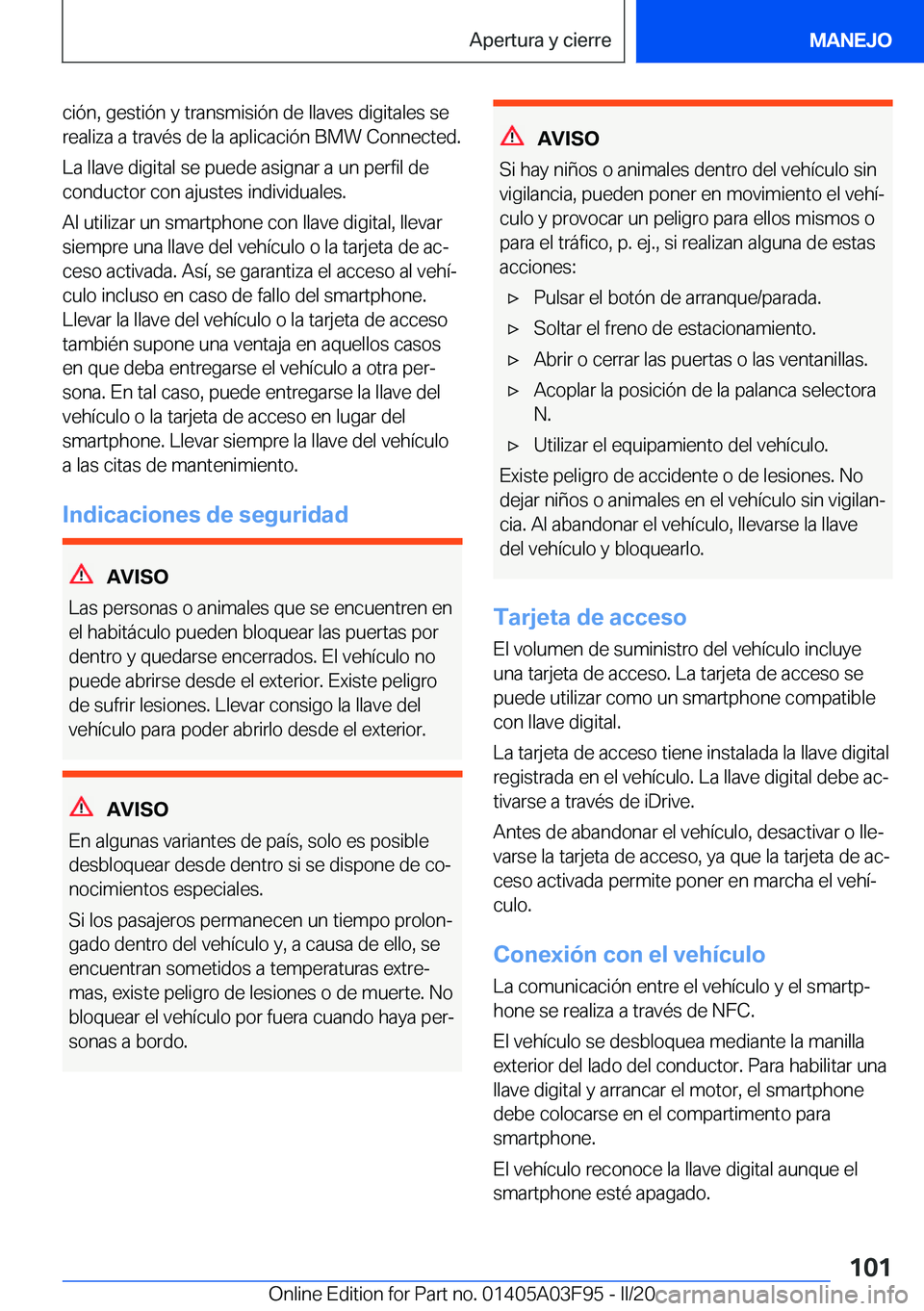 BMW 3 SERIES 2020  Manuales de Empleo (in Spanish) �c�i�