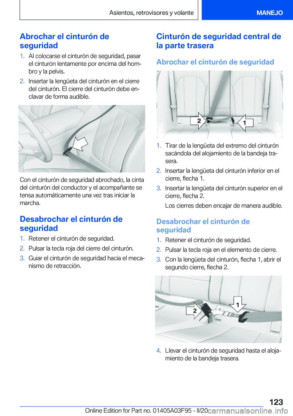 BMW 3 SERIES 2020  Manuales de Empleo (in Spanish) �A�b�r�o�c�h�a�r��e�l��c�i�n�t�u�r�