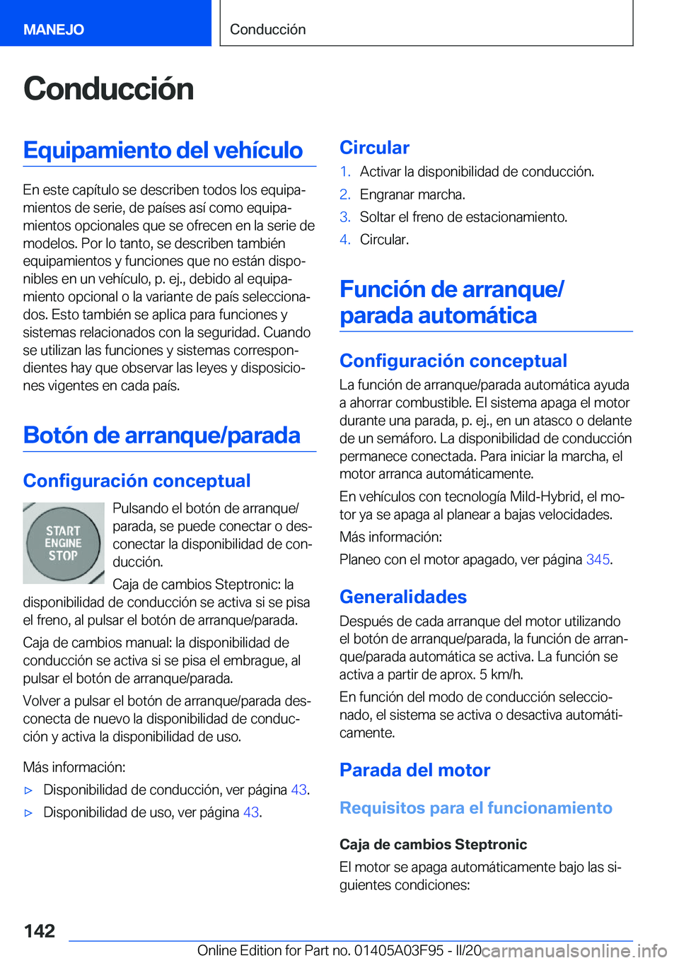 BMW 3 SERIES 2020  Manuales de Empleo (in Spanish) �C�o�n�d�u�c�c�i�