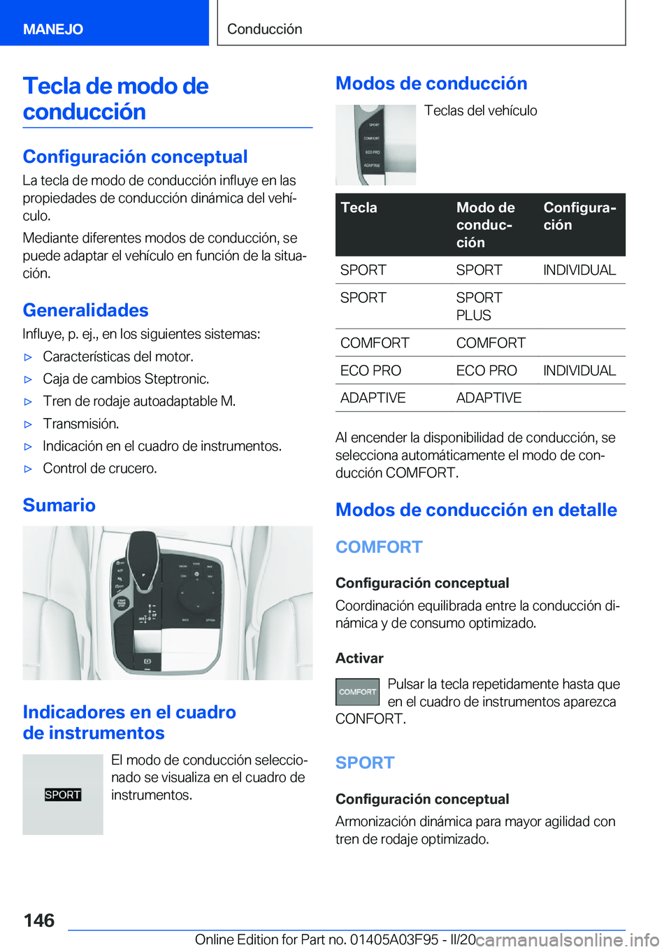 BMW 3 SERIES 2020  Manuales de Empleo (in Spanish) �T�e�c�l�a��d�e��m�o�d�o��d�e�c�o�n�d�u�c�c�i�