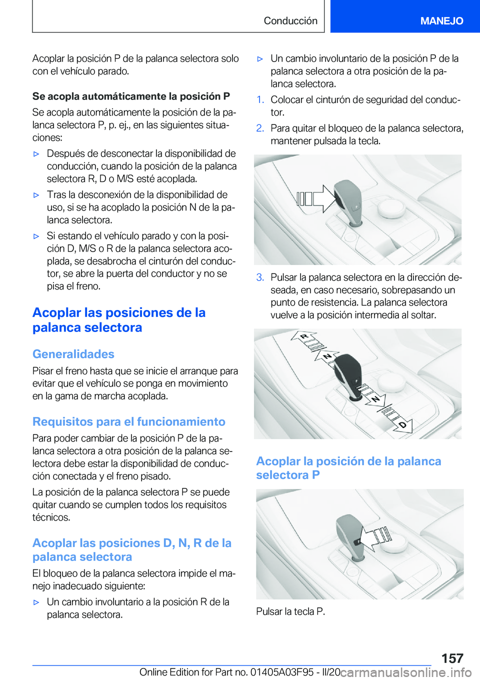 BMW 3 SERIES 2020  Manuales de Empleo (in Spanish) �A�c�o�p�l�a�r��l�a��p�o�s�i�c�i�