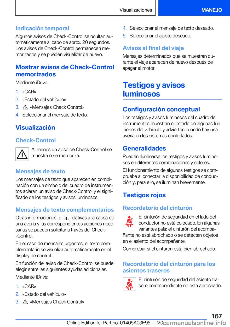 BMW 3 SERIES 2020  Manuales de Empleo (in Spanish) �I�n�d�i�c�a�c�i�