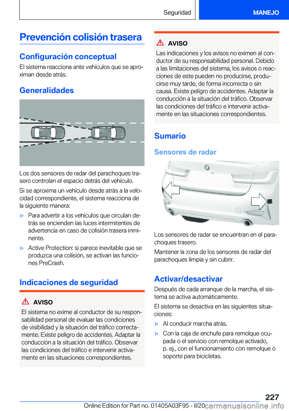 BMW 3 SERIES 2020  Manuales de Empleo (in Spanish) �P�r�e�v�e�n�c�i�