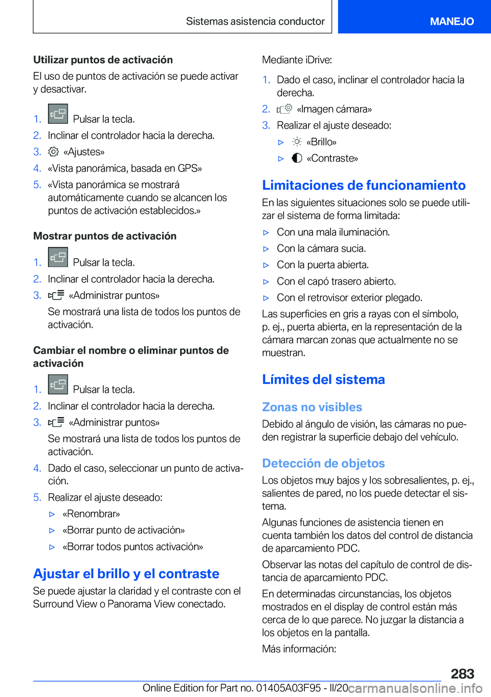 BMW 3 SERIES 2020  Manuales de Empleo (in Spanish) �U�t�i�l�i�z�a�r��p�u�n�t�o�s��d�e��a�c�t�i�v�a�c�i�