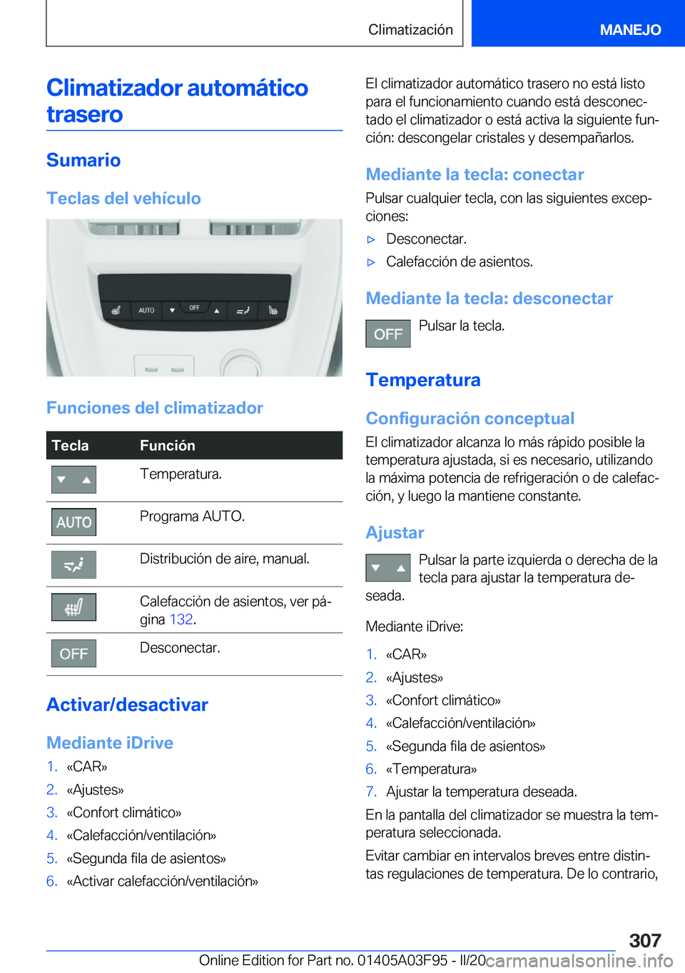 BMW 3 SERIES 2020  Manuales de Empleo (in Spanish) �C�l�i�m�a�t�i�z�a�d�o�r��a�u�t�o�m�
