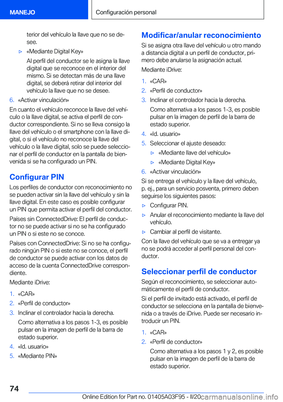 BMW 3 SERIES 2020  Manuales de Empleo (in Spanish) �t�e�r�i�o�r��d�e�l��v�e�h�
