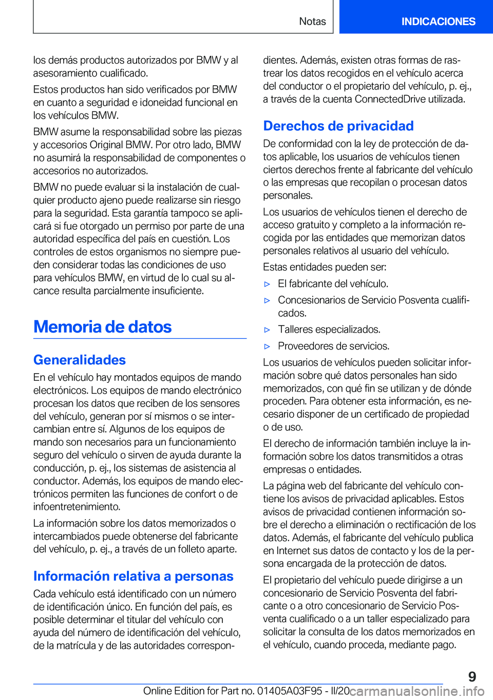 BMW 3 SERIES 2020  Manuales de Empleo (in Spanish) �l�o�s��d�e�m�