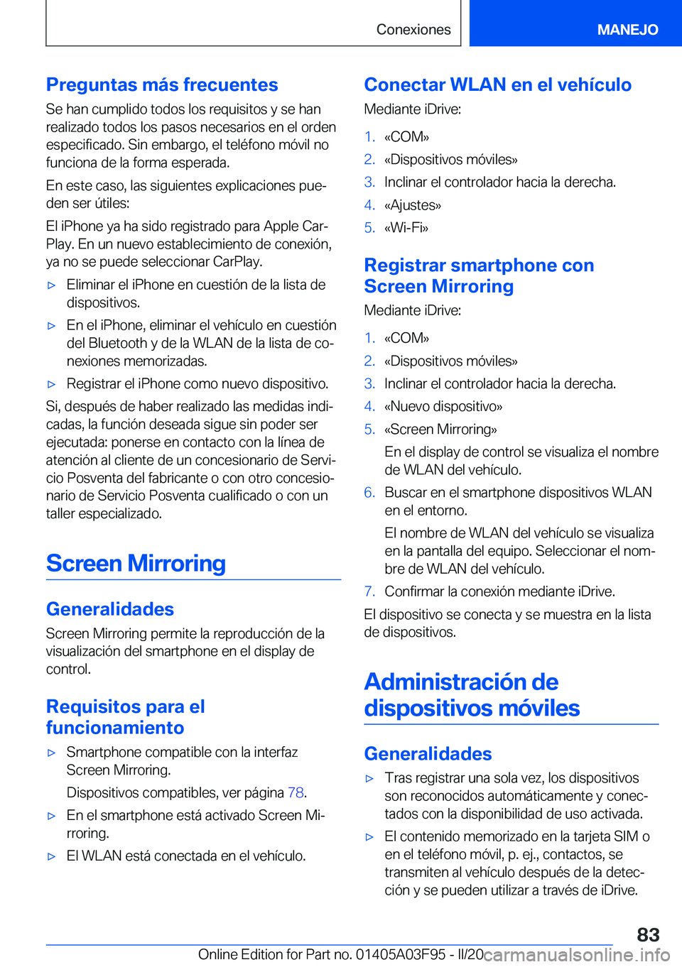 BMW 3 SERIES 2020  Manuales de Empleo (in Spanish) �P�r�e�g�u�n�t�a�s��m�