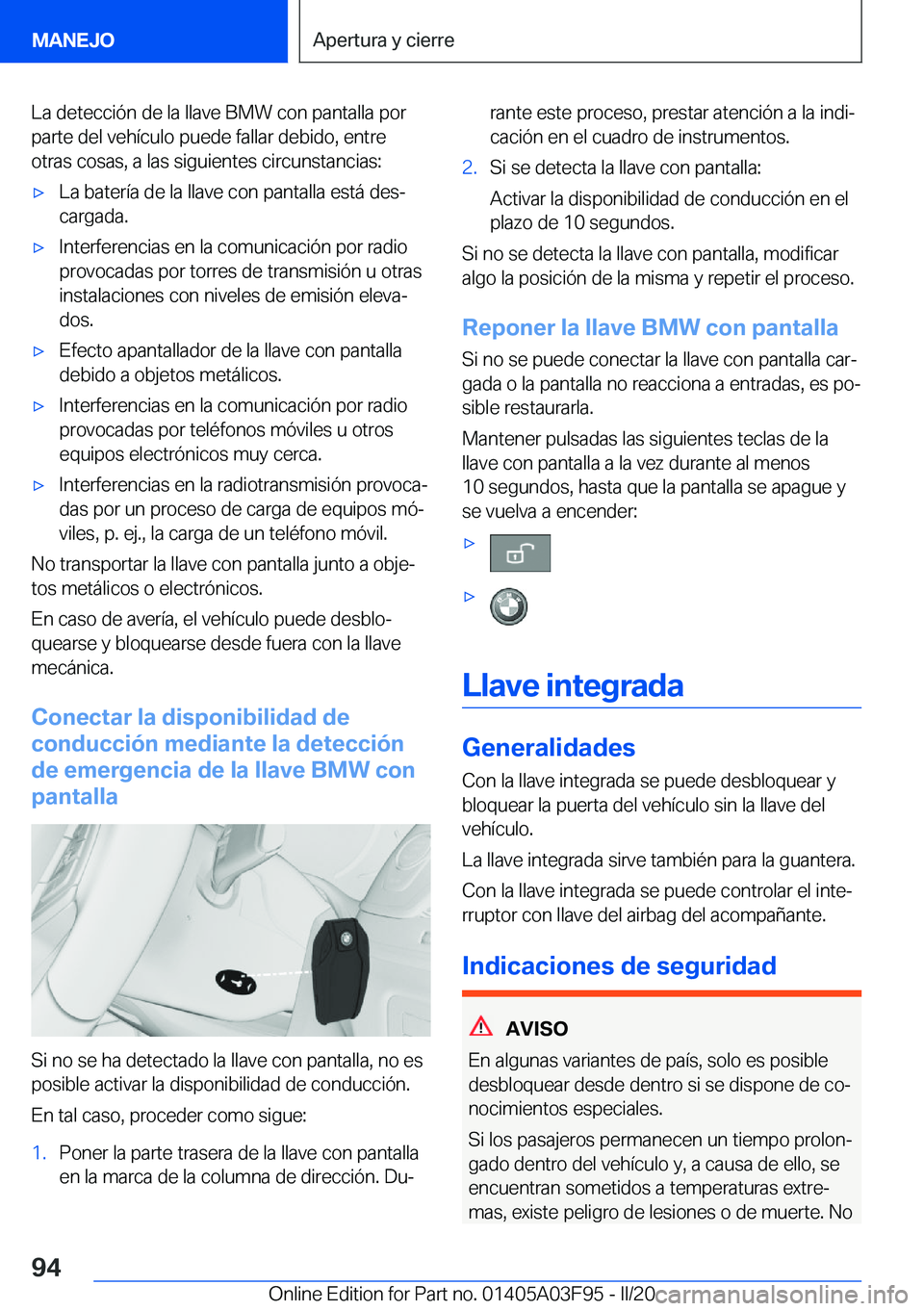 BMW 3 SERIES 2020  Manuales de Empleo (in Spanish) �L�a��d�e�t�e�c�c�i�