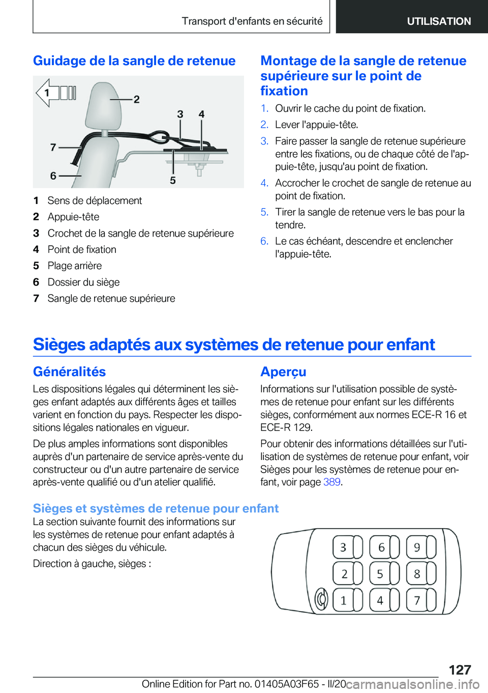 BMW 3 SERIES 2020  Notices Demploi (in French) �G�u�i�d�a�g�e��d�e��l�a��s�a�n�g�l�e��d�e��r�e�t�e�n�u�e�1�S�e�n�s��d�e��d�é�p�l�a�c�e�m�e�n�t�2�A�p�p�u�i�e�-�t�ê�t�e�3�C�r�o�c�h�e�t��d�e��l�a��s�a�n�g�l�e��d�e��r�e�t�e�n�u�e��s�u�p
