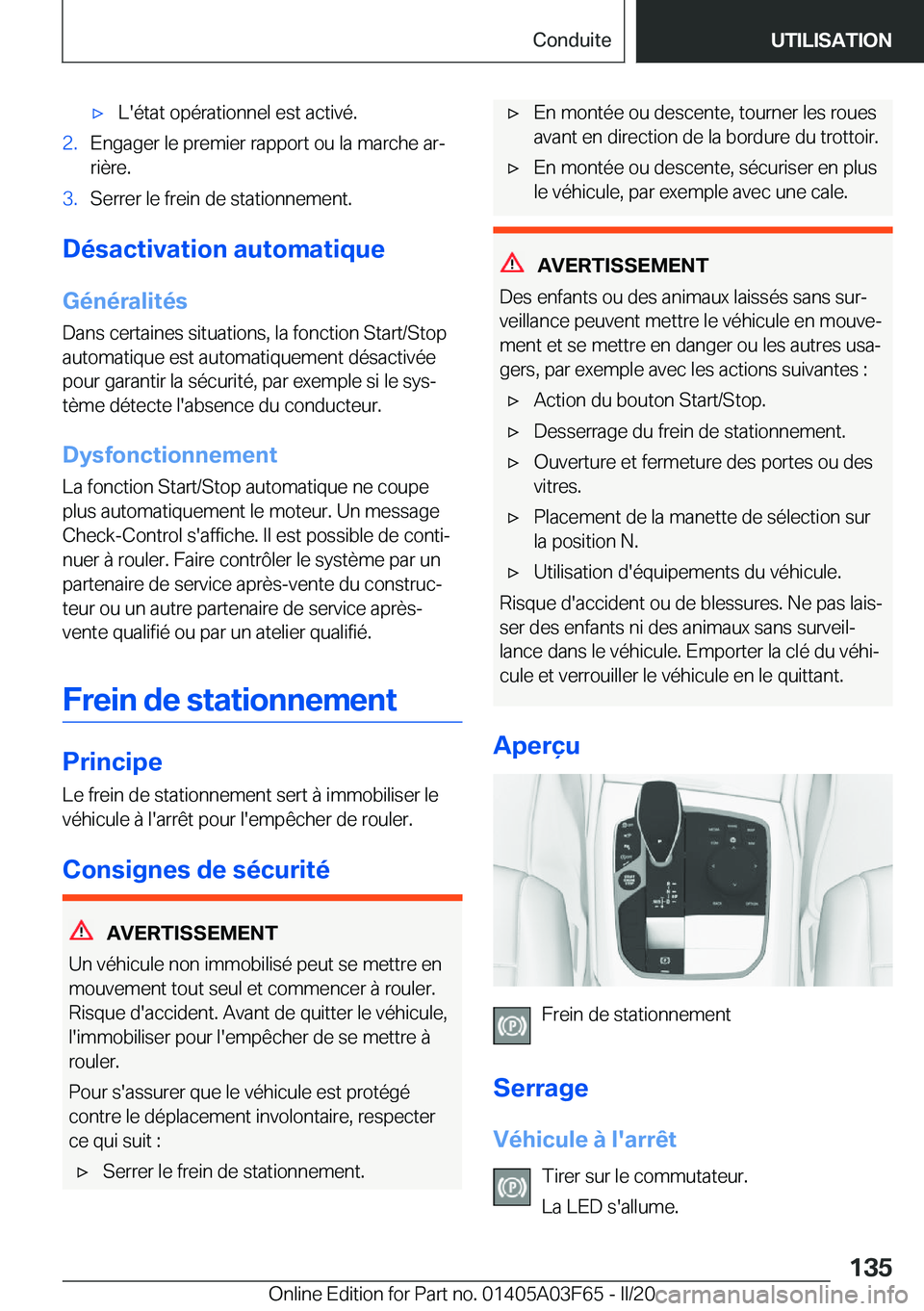 BMW 3 SERIES 2020  Notices Demploi (in French) 'x�L�'�é�t�a�t��o�p�é�r�a�t�i�o�n�n�e�l��e�s�t��a�c�t�i�v�é�.�2�.�E�n�g�a�g�e�r��l�e��p�r�e�m�i�e�r��r�a�p�p�o�r�t��o�u��l�a��m�a�r�c�h�e��a�rj�r�i�è�r�e�.�3�.�S�e�r�r�e�r��l�e