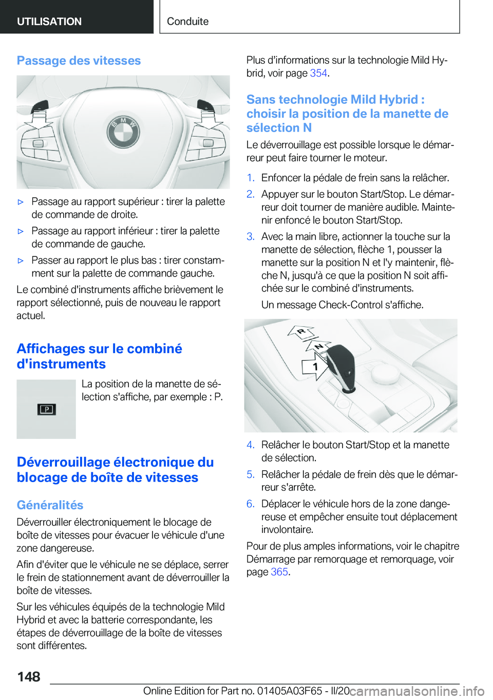 BMW 3 SERIES 2020  Notices Demploi (in French) �P�a�s�s�a�g�e��d�e�s��v�i�t�e�s�s�e�s'x�P�a�s�s�a�g�e��a�u��r�a�p�p�o�r�t��s�u�p�é�r�i�e�u�r��:��t�i�r�e�r��l�a��p�a�l�e�t�t�e�d�e��c�o�m�m�a�n�d�e��d�e��d�r�o�i�t�e�.'x�P�a�s�s�