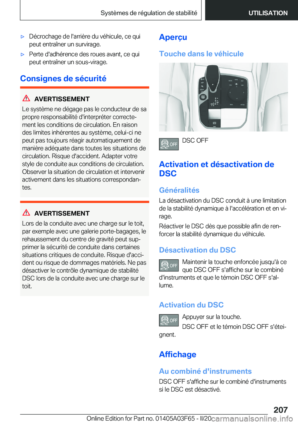 BMW 3 SERIES 2020  Notices Demploi (in French) 'x�D�é�c�r�o�c�h�a�g�e��d�e��l�'�a�r�r�i�è�r�e��d�u��v�é�h�i�c�u�l�e�,��c�e��q�u�i�p�e�u�t��e�n�t�r�a�î�n�e�r��u�n��s�u�r�v�i�r�a�g�e�.'x�P�e�r�t�e��d�'�a�d�h�é�r�e�n�c�