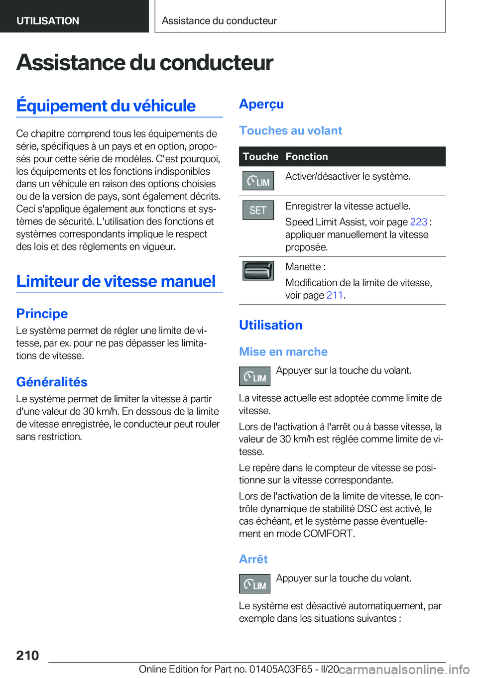 BMW 3 SERIES 2020  Notices Demploi (in French) �A�s�s�i�s�t�a�n�c�e��d�u��c�o�n�d�u�c�t�e�u�r�