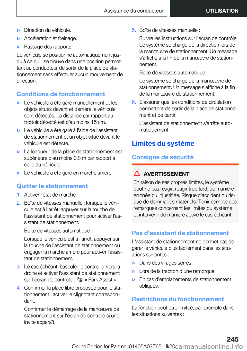 BMW 3 SERIES 2020  Notices Demploi (in French) 'x�D�i�r�e�c�t�i�o�n��d�u��v�é�h�i�c�u�l�e�.'x�A�c�c�é�l�é�r�a�t�i�o�n��e�t��f�r�e�i�n�a�g�e�.'x�P�a�s�s�a�g�e��d�e�s��r�a�p�p�o�r�t�s�.
�L�e��v�é�h�i�c�u�l�e��s�e��p�o�s�i�t�