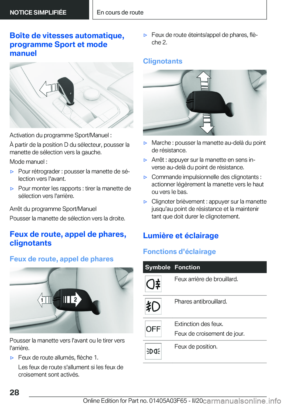 BMW 3 SERIES 2020  Notices Demploi (in French) �B�o�
