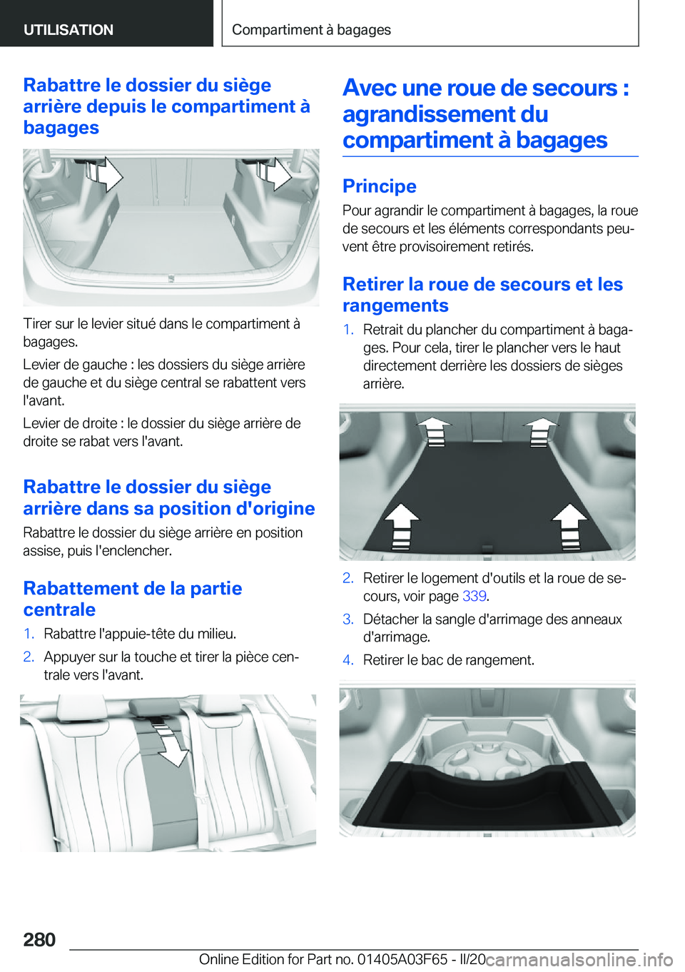 BMW 3 SERIES 2020  Notices Demploi (in French) �R�a�b�a�t�t�r�e��l�e��d�o�s�s�i�e�r��d�u��s�i�è�g�e
�a�r�r�i�è�r�e��d�e�p�u�i�s��l�e��c�o�m�p�a�r�t�i�m�e�n�t��