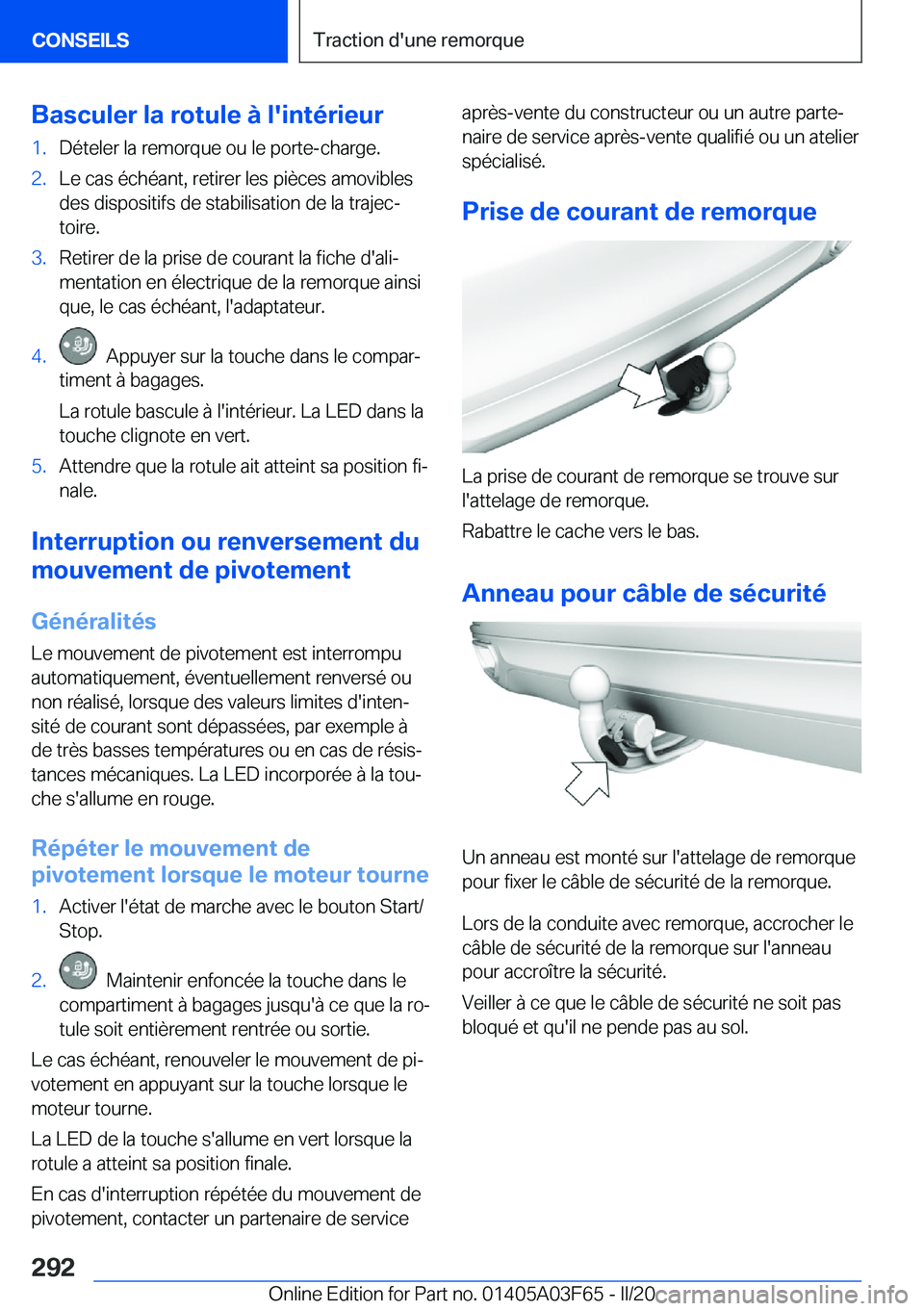 BMW 3 SERIES 2020  Notices Demploi (in French) �B�a�s�c�u�l�e�r��l�a��r�o�t�u�l�e��