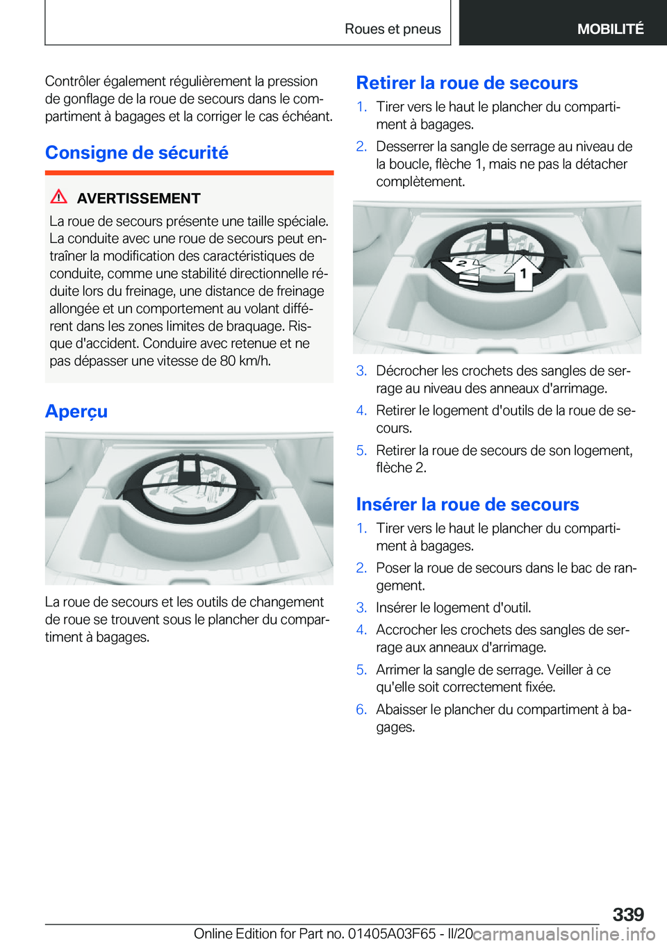 BMW 3 SERIES 2020  Notices Demploi (in French) �C�o�n�t�r�
