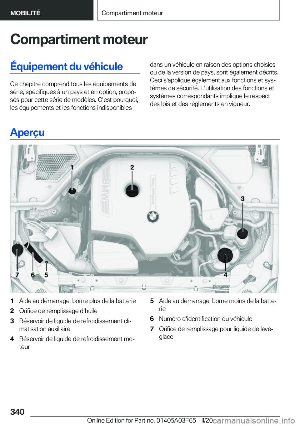 BMW 3 SERIES 2020  Notices Demploi (in French) �C�o�m�p�a�r�t�i�m�e�n�t��m�o�t�e�u�r�